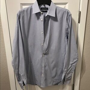 EC Country Road Men's Striped Dress Shirt - Blue and White Size 39S